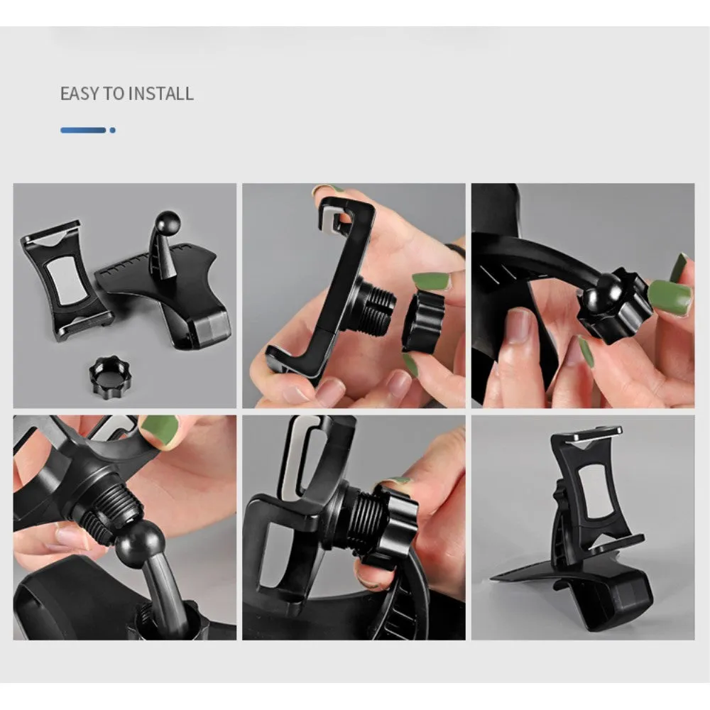 3 in 1 Car GPS Smartphone Holder: Dashboard / Visor Clamp   AC Grid Clip for Oppo A53 Global A53f (2016) - Black