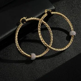 68mm Gold Filled Bonded Twist Hoop Earrings with Disco Ball