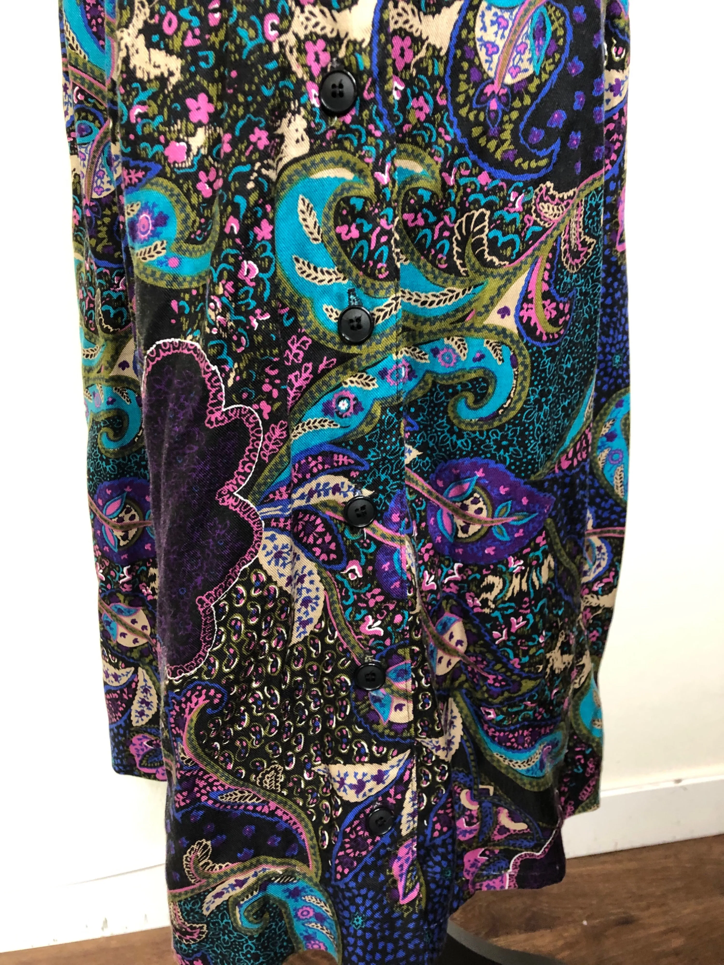 '80s Boho Paisley Print Midi Skirt by Lee David Collection