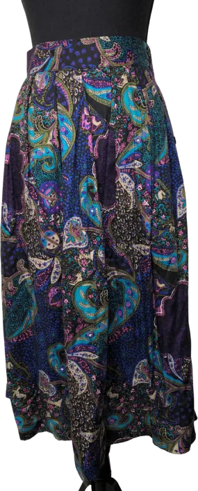 '80s Boho Paisley Print Midi Skirt by Lee David Collection