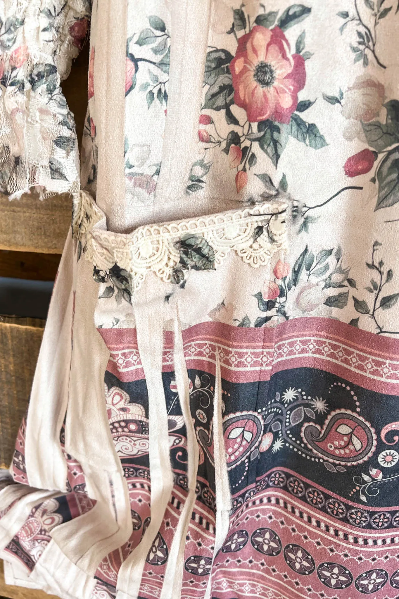 AHB EXCLUSIVE: Candle On The Water Suede Tunic - Beige/Floral