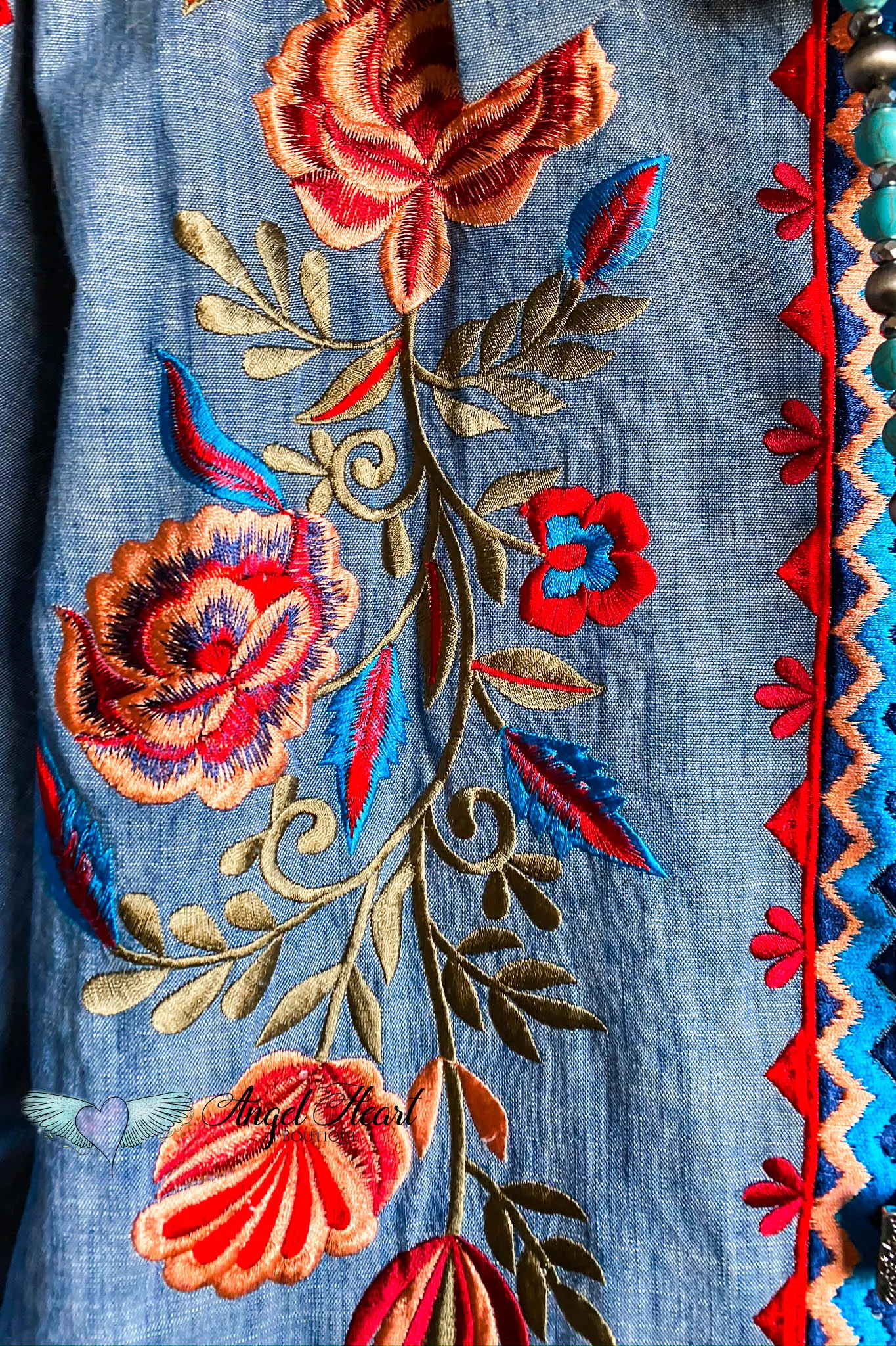 AHB EXCLUSIVE: Racing Love Button Down Tunic - Denim