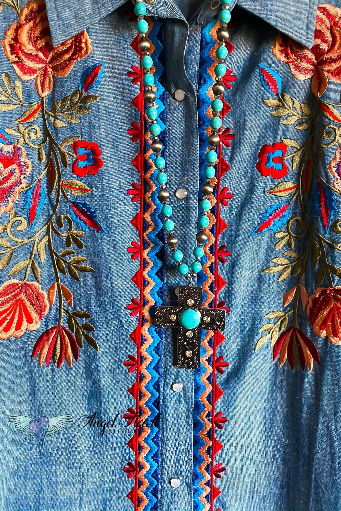 AHB EXCLUSIVE: Racing Love Button Down Tunic - Denim