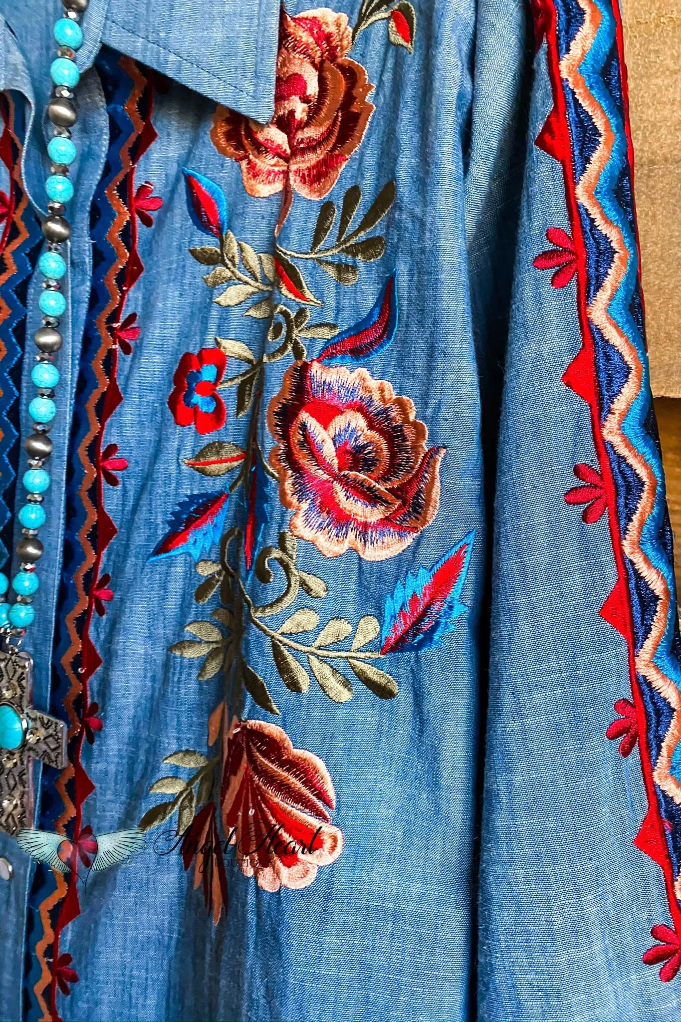 AHB EXCLUSIVE: Racing Love Button Down Tunic - Denim