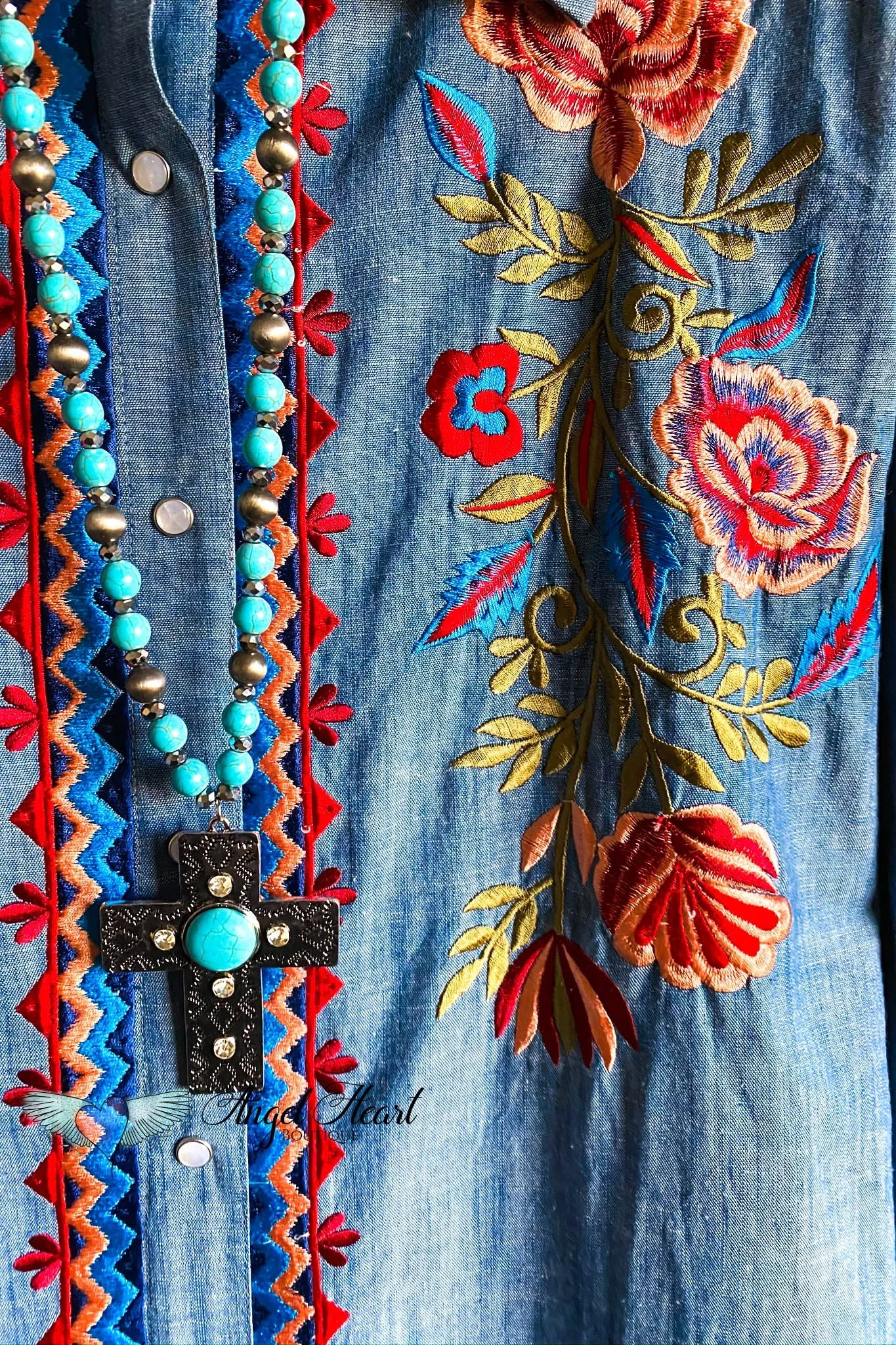 AHB EXCLUSIVE: Racing Love Button Down Tunic - Denim
