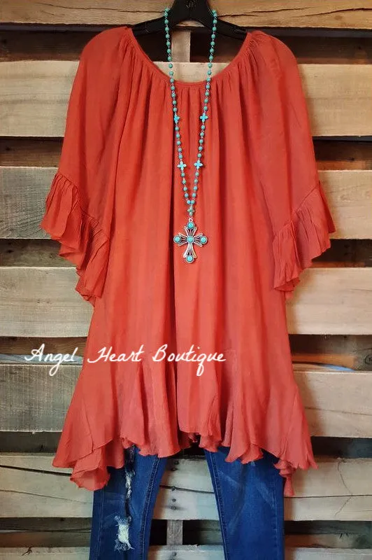 AHB EXCLUSIVE : The It Girl Oversized Loose Fitting Tunic - Rust