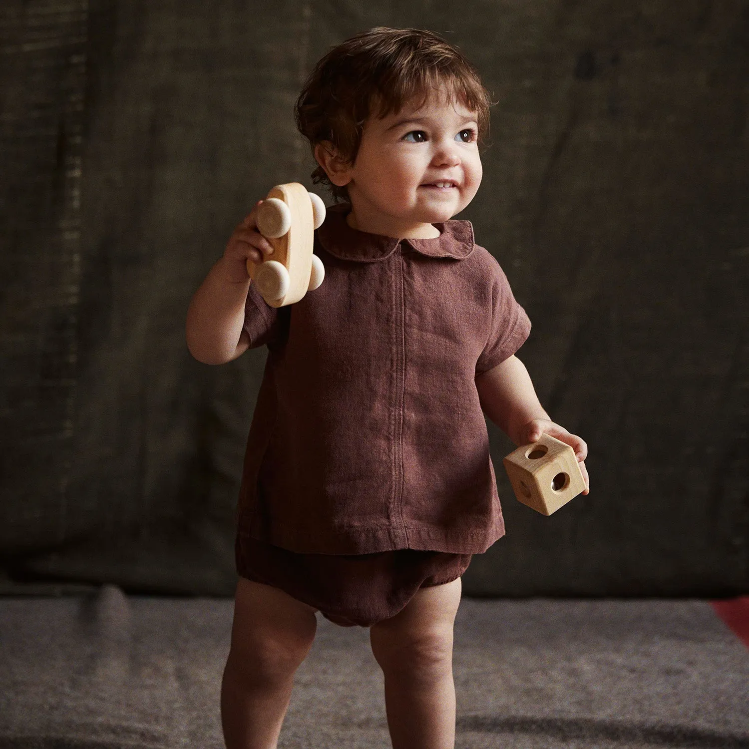 Alder Baby Tunic Top - Linen - Damson