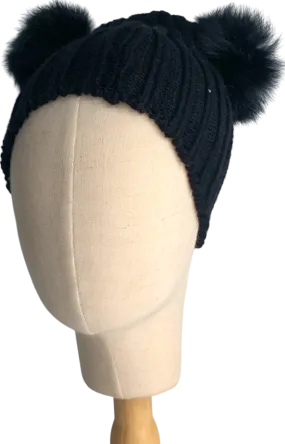 Amelia Jane London Black Knitted Hat with Pom Poms One Size