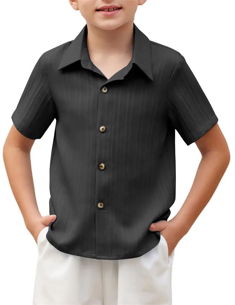Arshiner Boys Casual Short Sleeve Button Down Shirt Collared Beach Shirt Size 3-12 Years Old