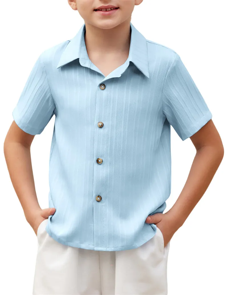 Arshiner Boys Casual Short Sleeve Button Down Shirt Collared Beach Shirt Size 3-12 Years Old