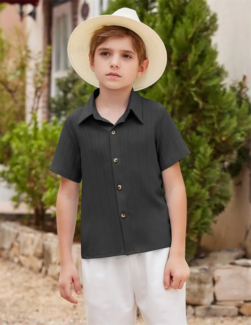Arshiner Boys Casual Short Sleeve Button Down Shirt Collared Beach Shirt Size 3-12 Years Old