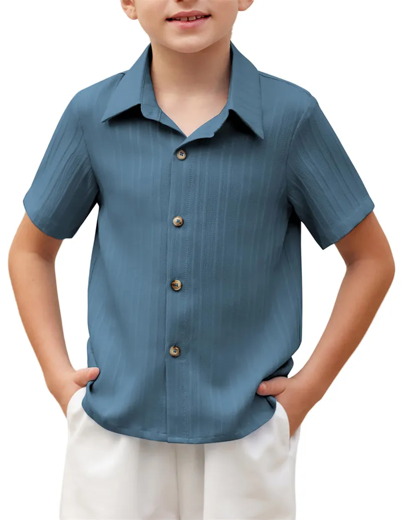Arshiner Boys Casual Short Sleeve Button Down Shirt Collared Beach Shirt Size 3-12 Years Old