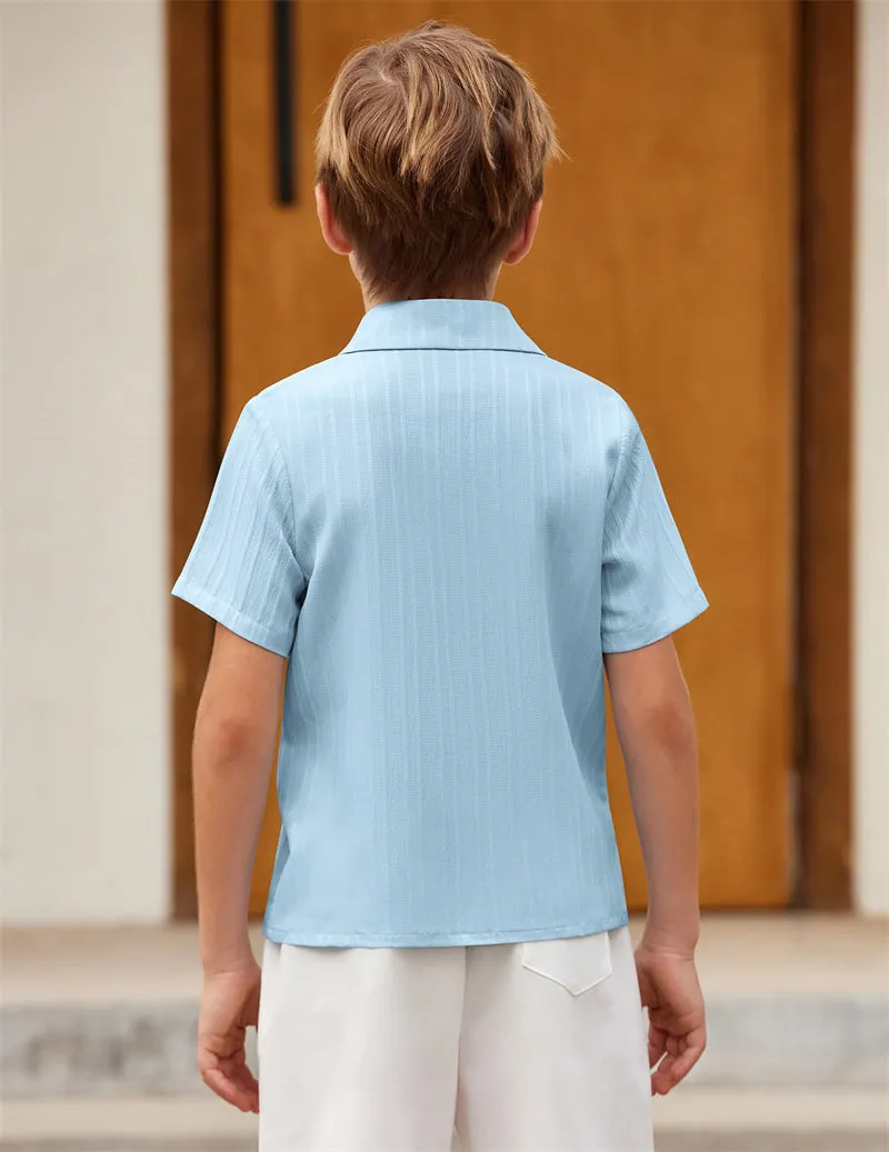 Arshiner Boys Casual Short Sleeve Button Down Shirt Collared Beach Shirt Size 3-12 Years Old