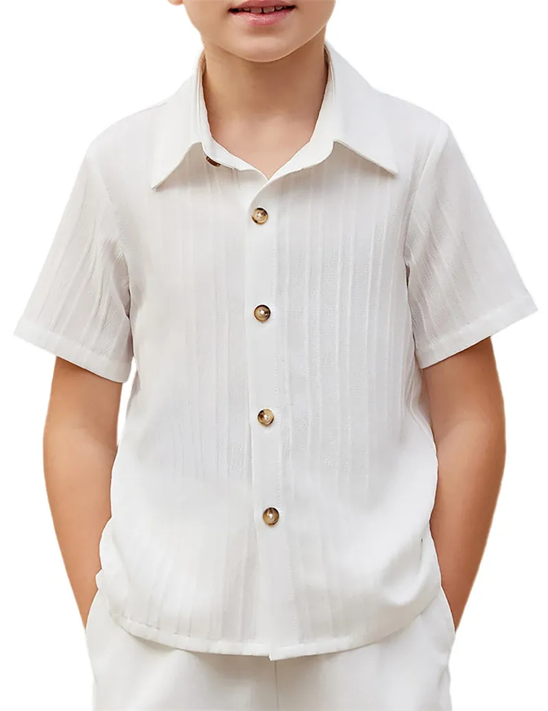 Arshiner Boys Casual Short Sleeve Button Down Shirt Collared Beach Shirt Size 3-12 Years Old