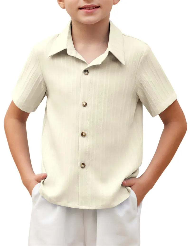 Arshiner Boys Casual Short Sleeve Button Down Shirt Collared Beach Shirt Size 3-12 Years Old