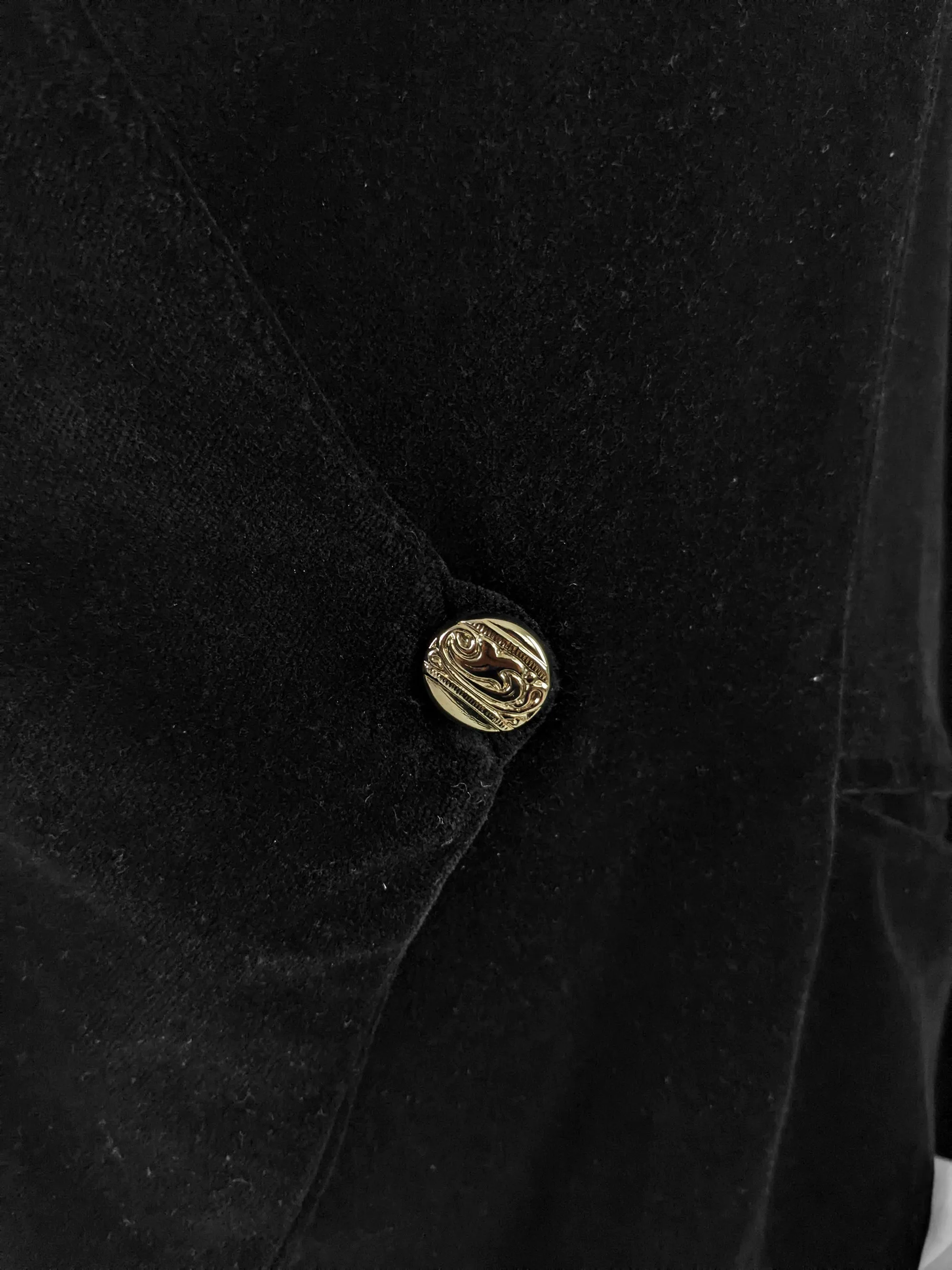 Atos Lombardini Vintage Black Velvet Shoulder Pads Jacket, 1980s