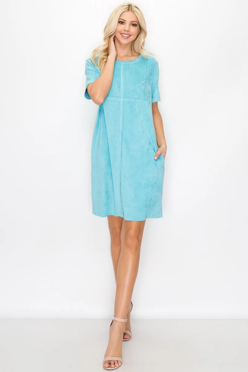Audrey Suede Round Neck with Pockets