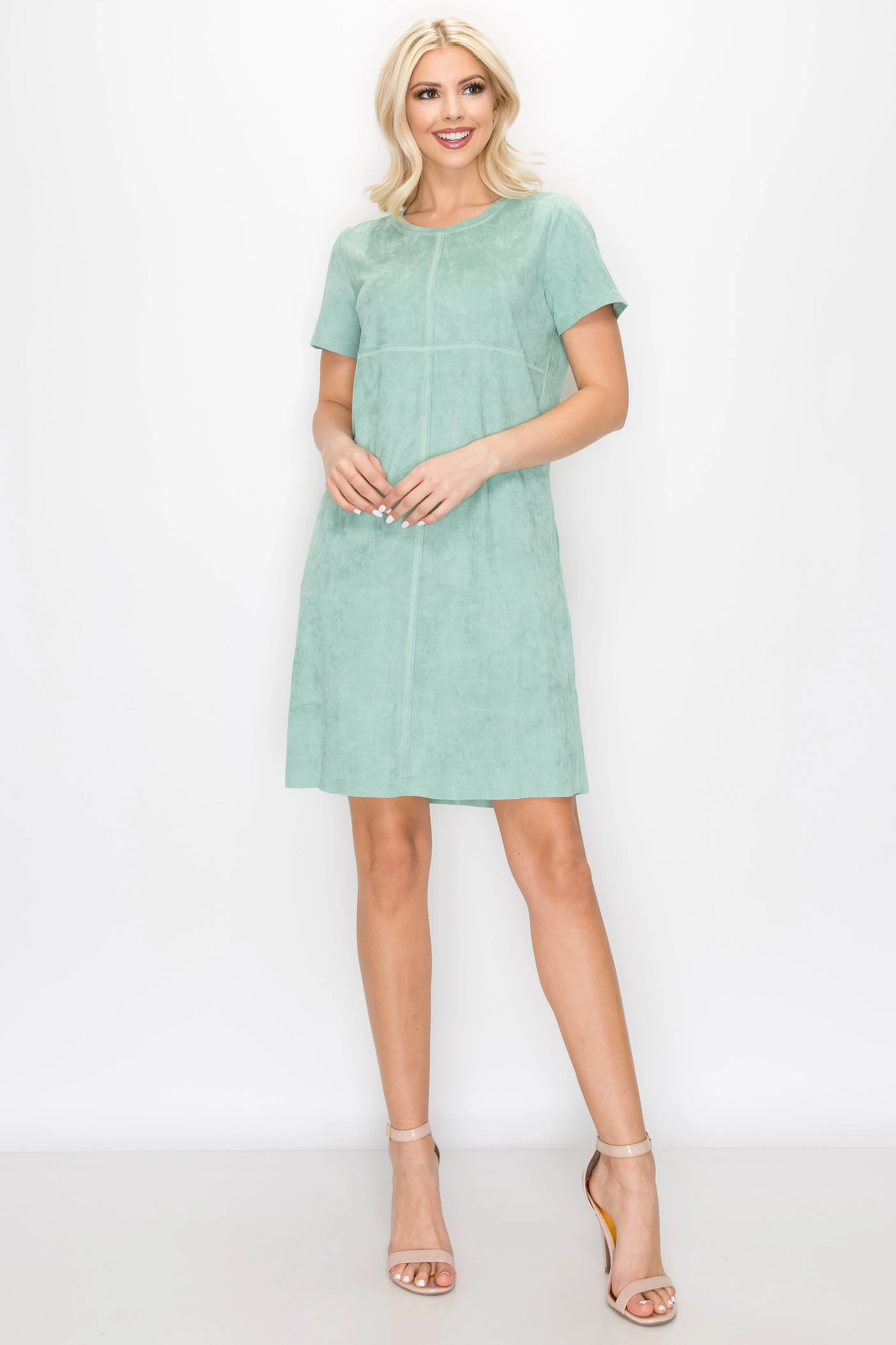 Audrey Suede Round Neck with Pockets