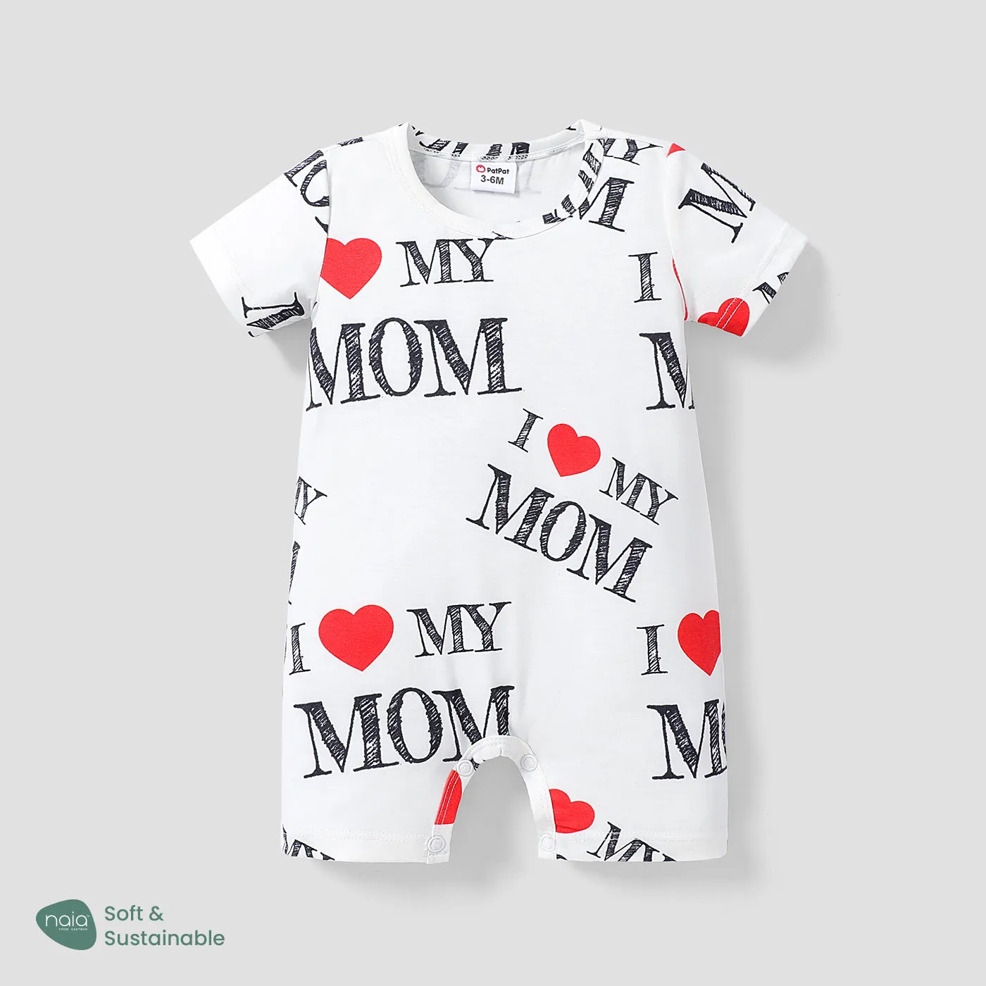 Baby Boy/Girl Allover Letter & Heart Print Short-sleeve Naia™ Romper