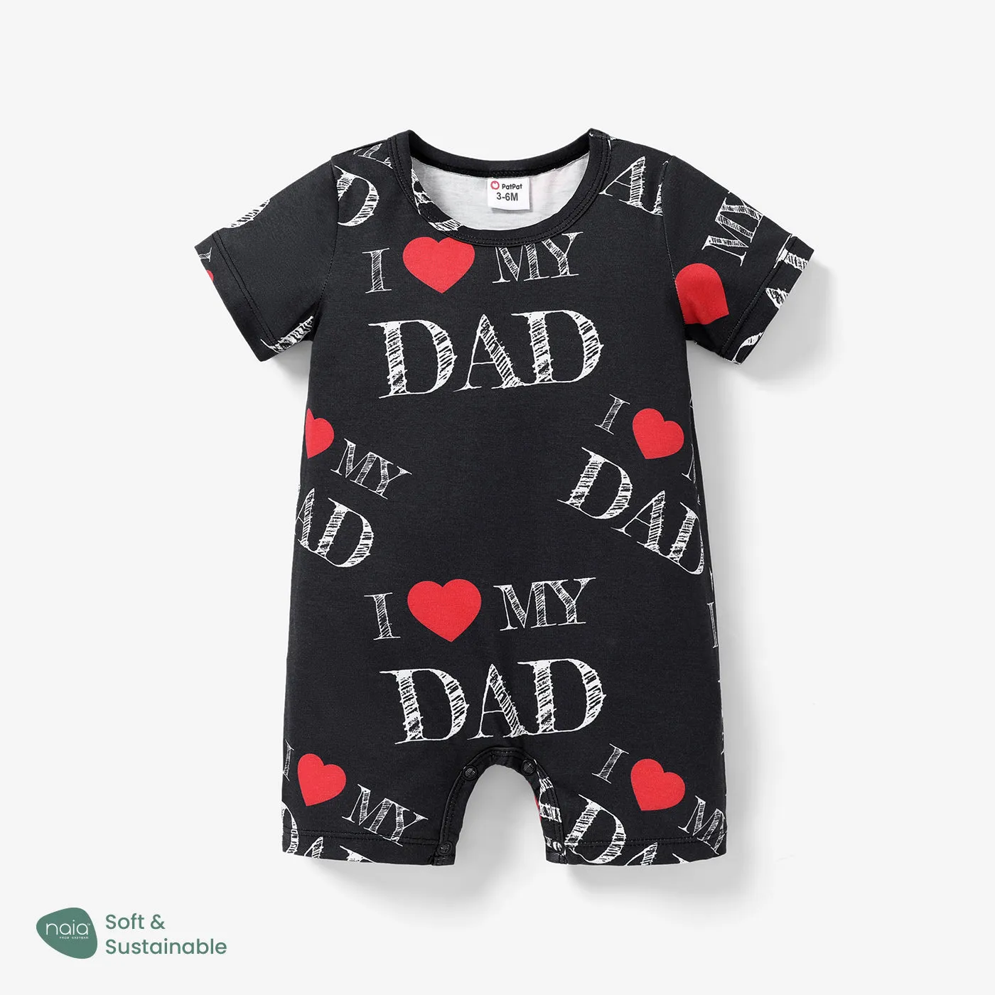Baby Boy/Girl Allover Letter & Heart Print Short-sleeve Naia™ Romper