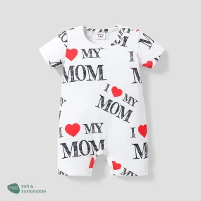 Baby Boy/Girl Allover Letter & Heart Print Short-sleeve Naia™ Romper