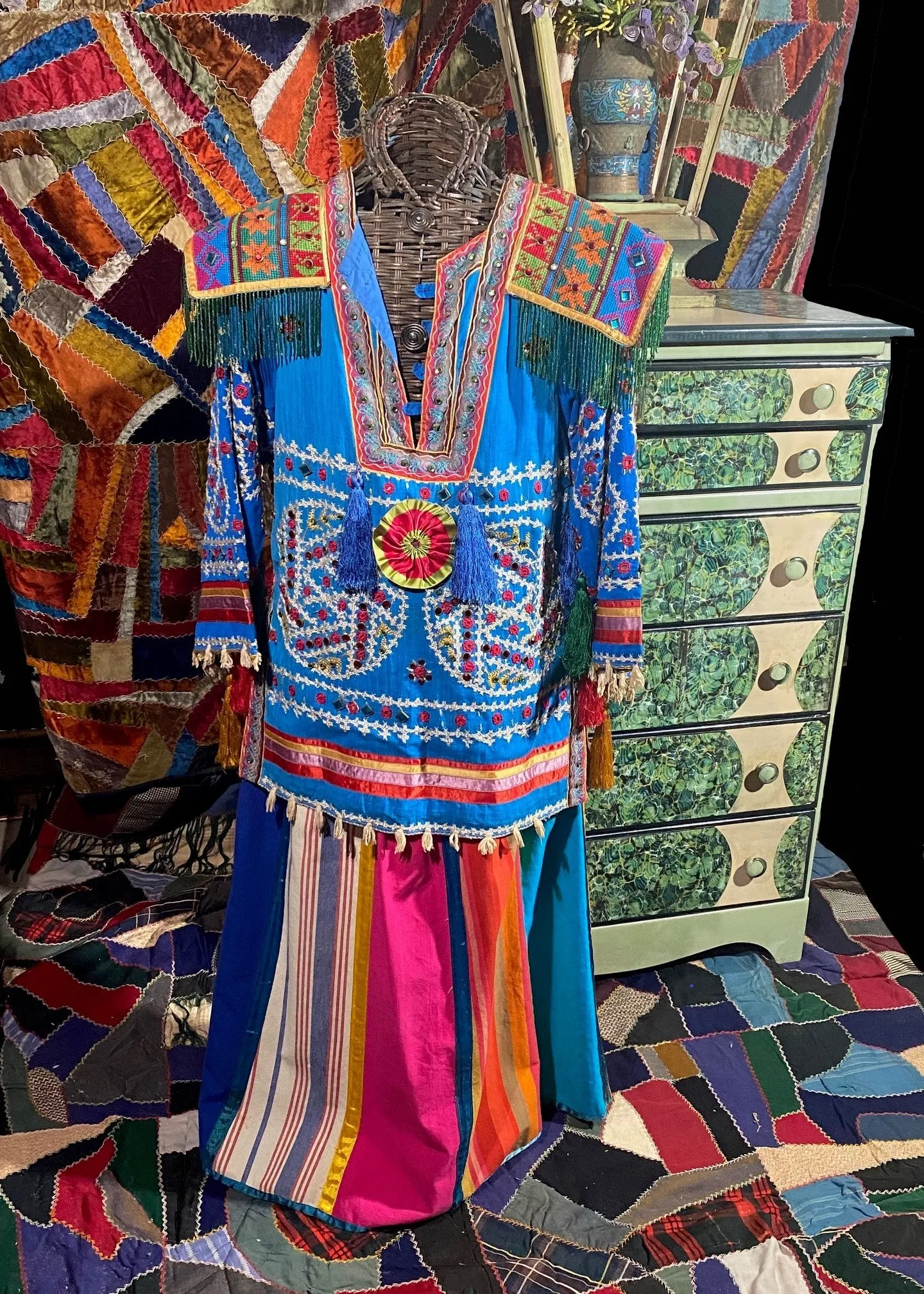 Bill Whitten Designed Tunic and Cocktails Ribbon Skirt 1970's