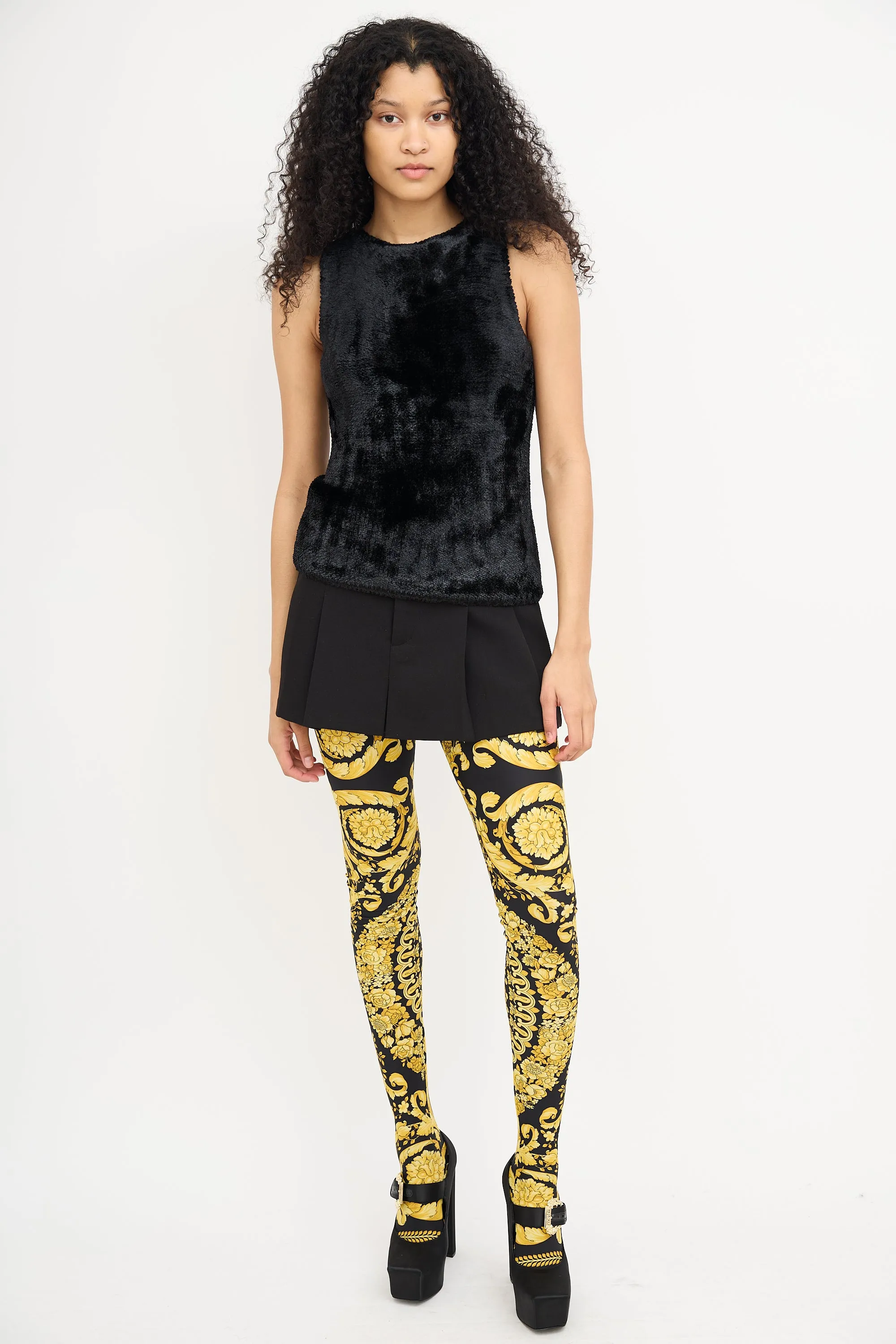 Black Faux Fur Sleeveless Top