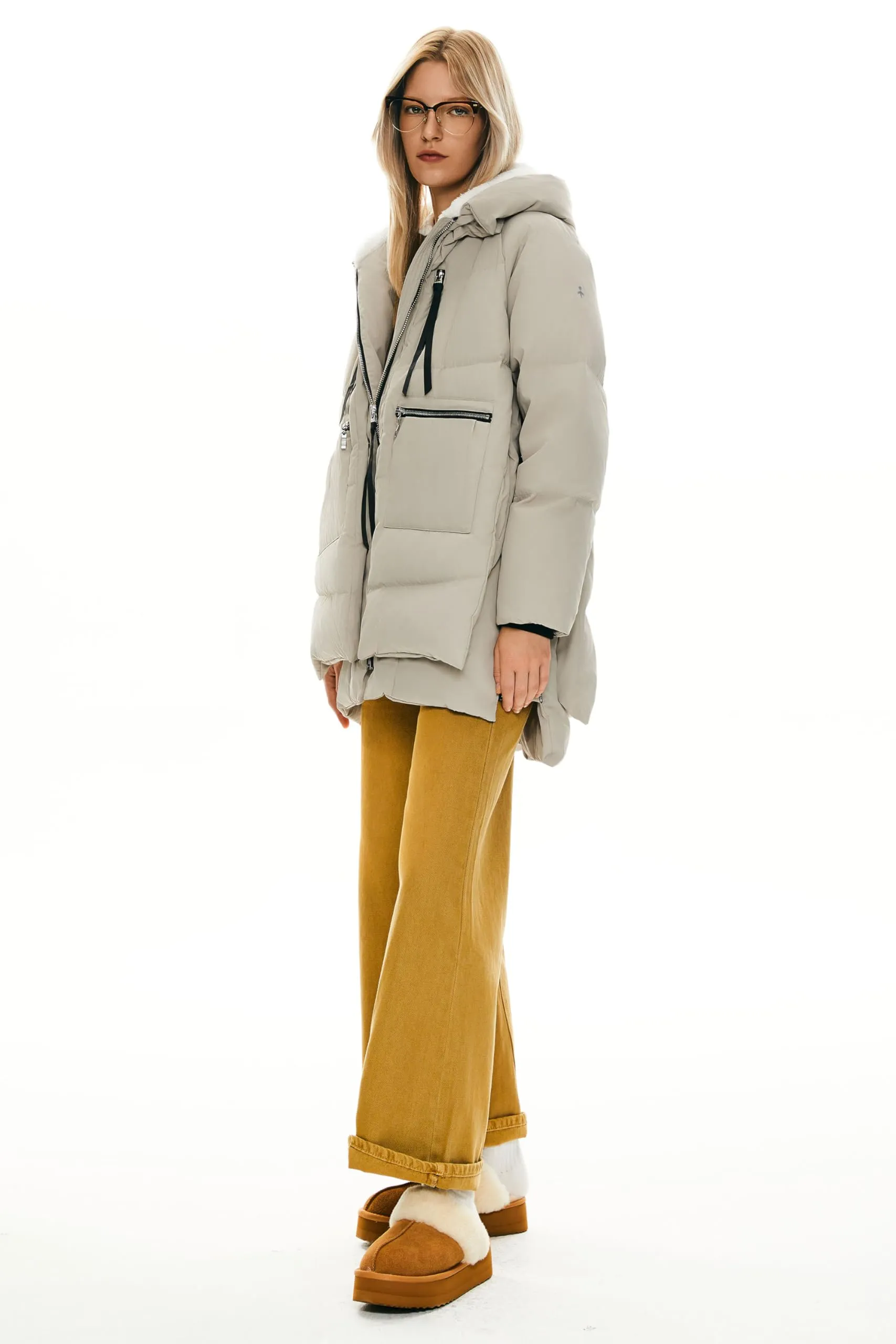 Black Faux Fur Trim Women's Thickened Down Jacket with Filler and Duck Feather - Orolay