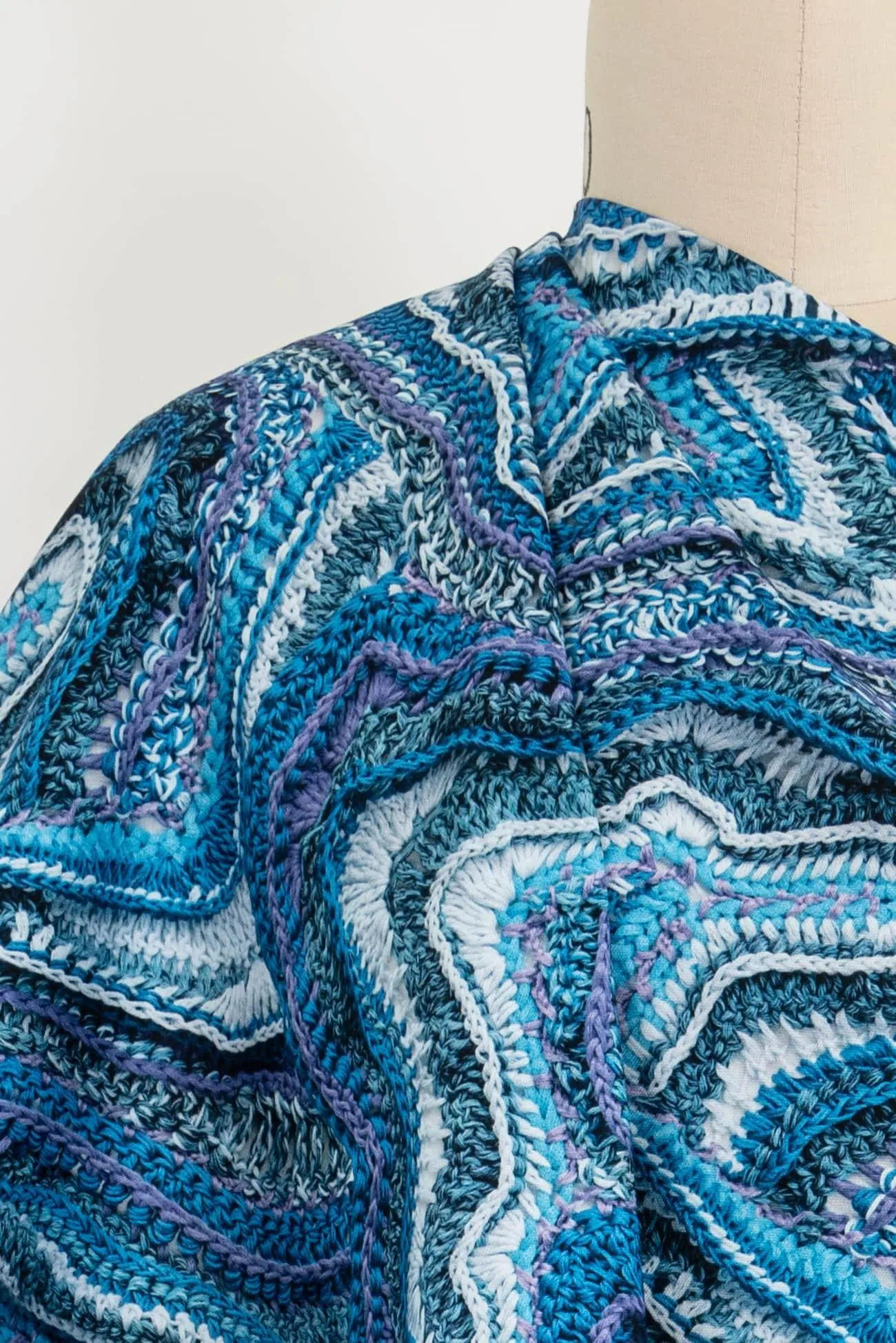Blue Faux Crochet Japanese Cotton - ENDCUT