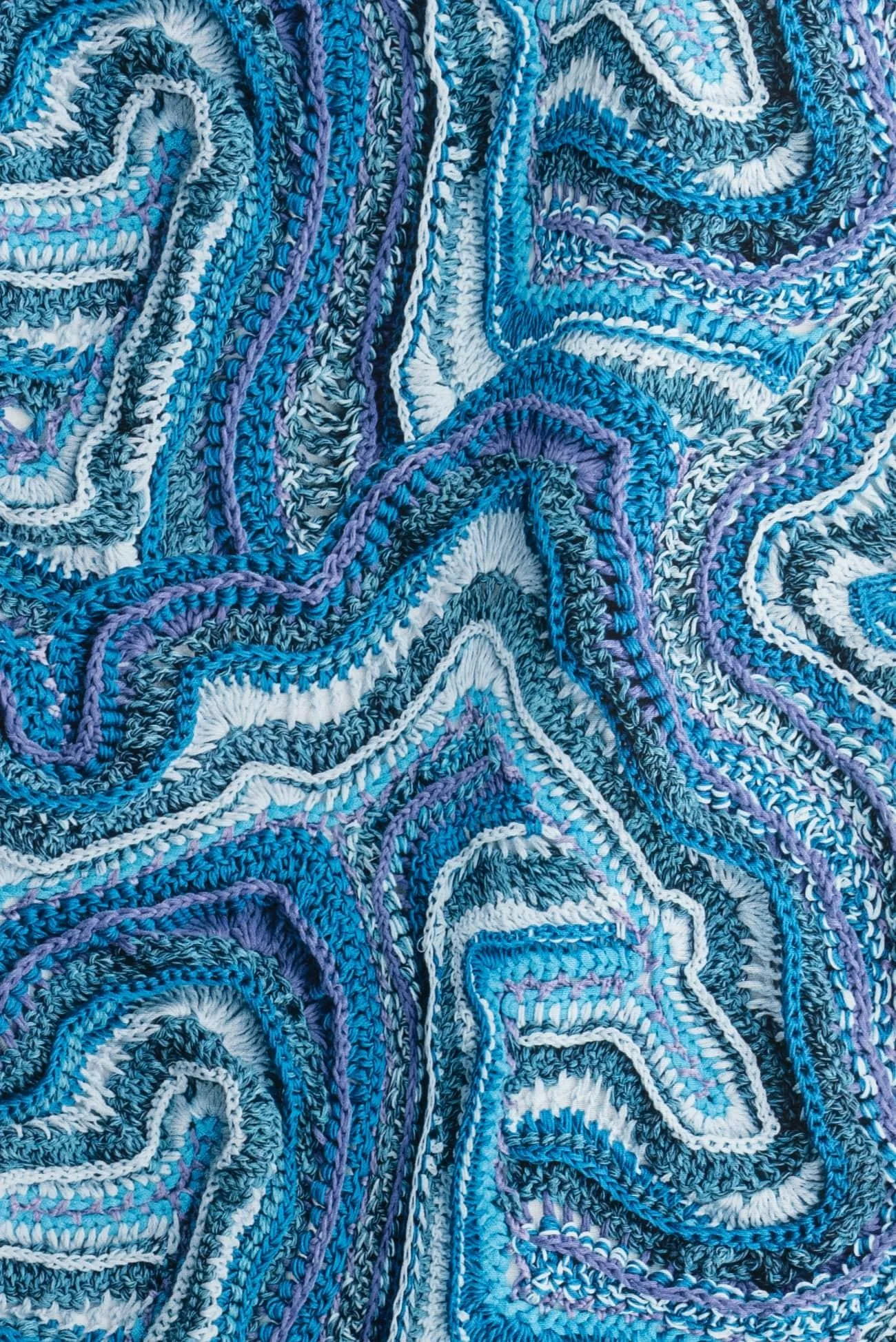 Blue Faux Crochet Japanese Cotton - ENDCUT