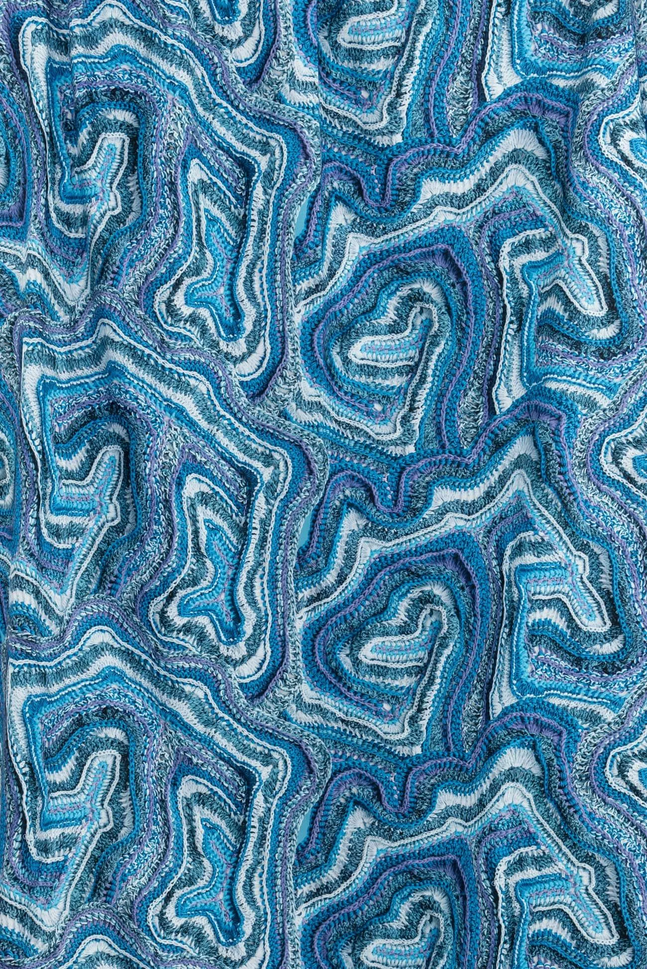 Blue Faux Crochet Japanese Cotton - ENDCUT