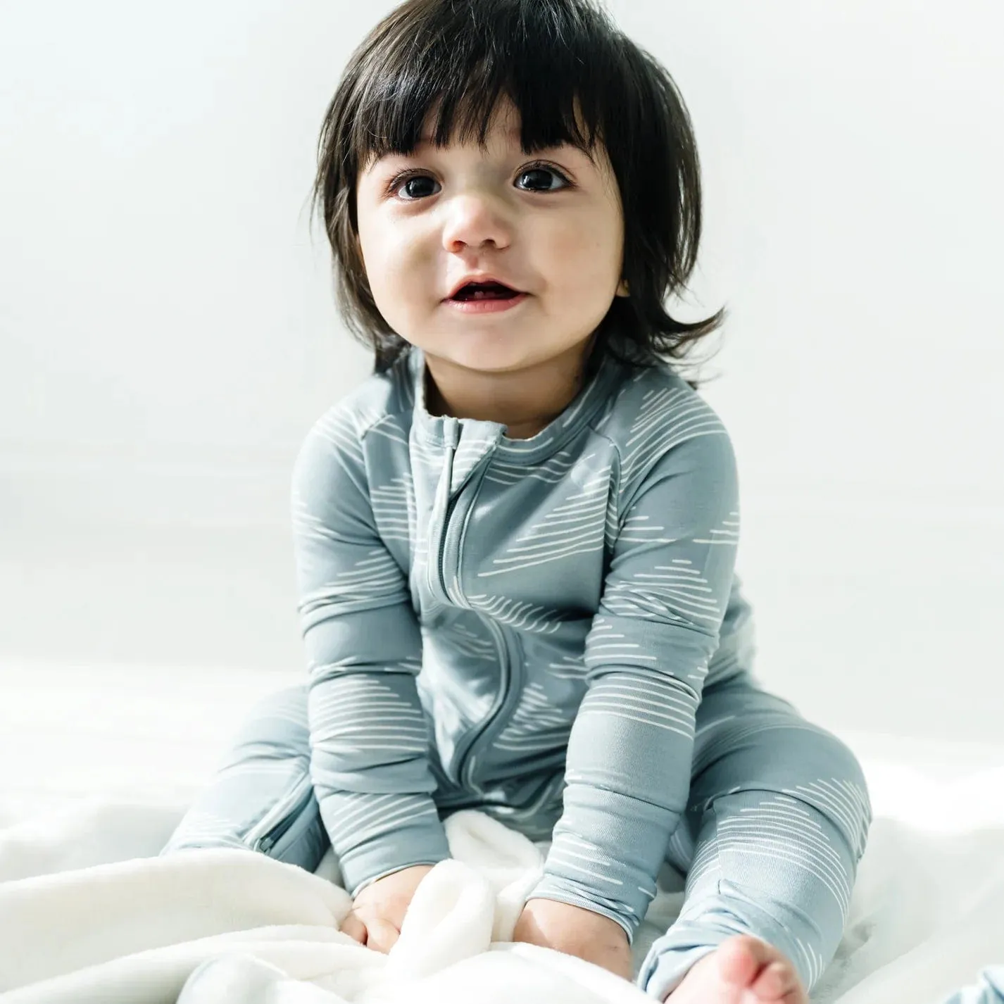 Blue Triangles Zip Romper