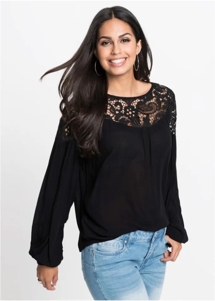 Bodyflirt lace tunic, black