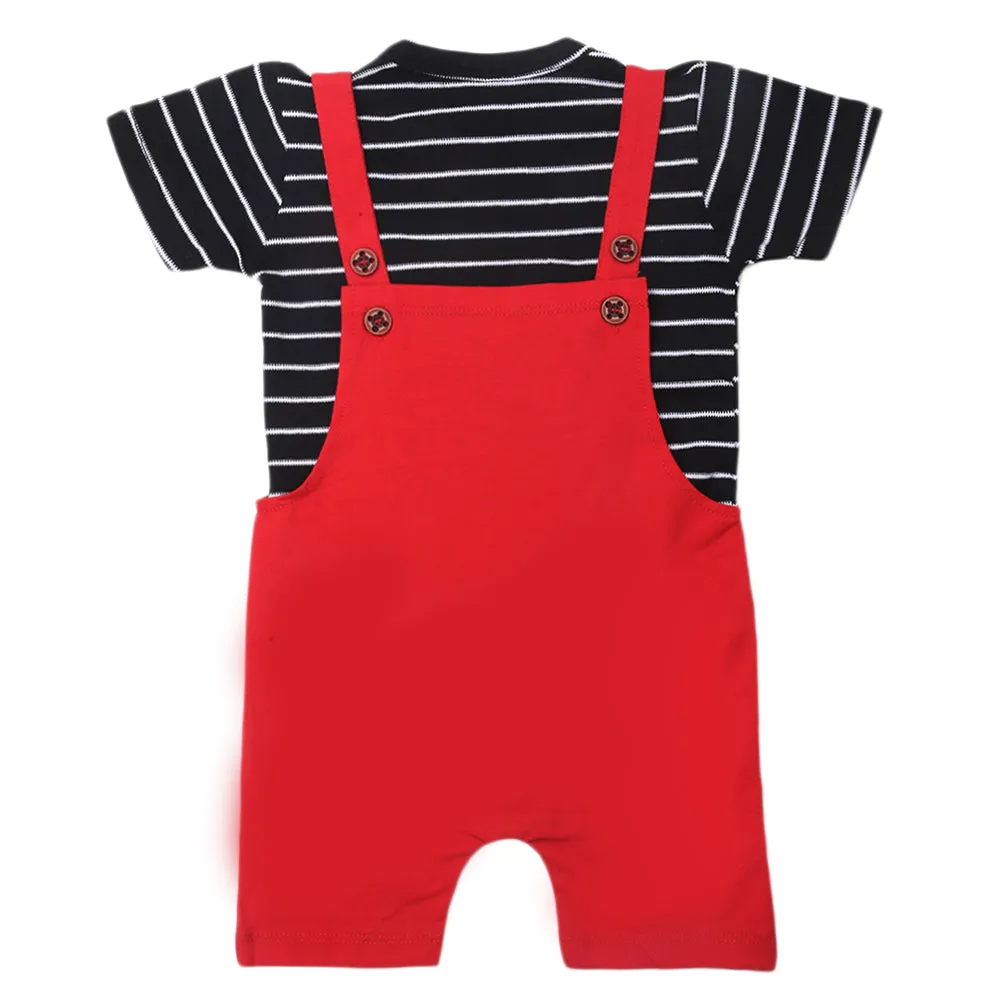 Boys Half Sleeves Romper - Black