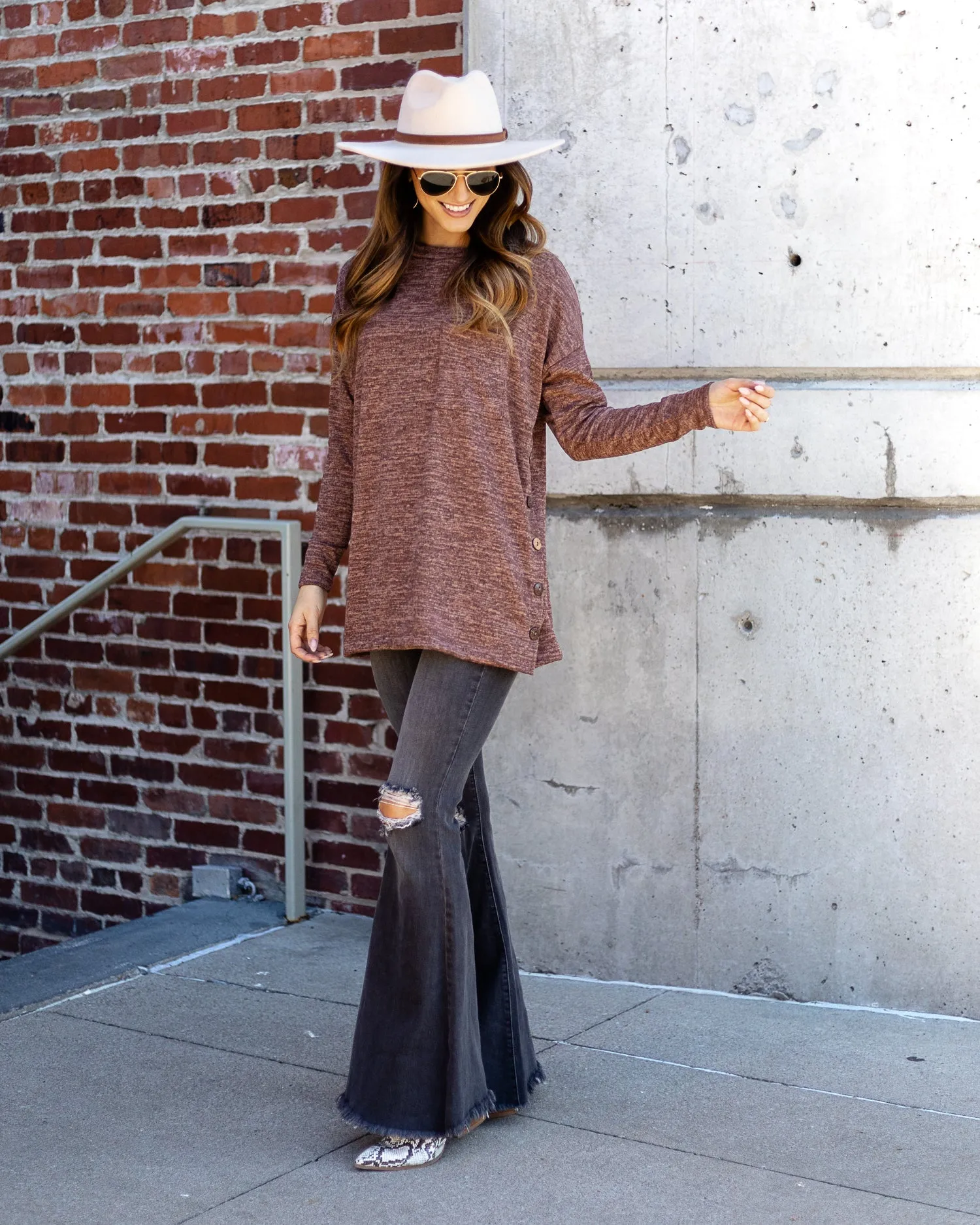 Brianne Button Top - Mauve