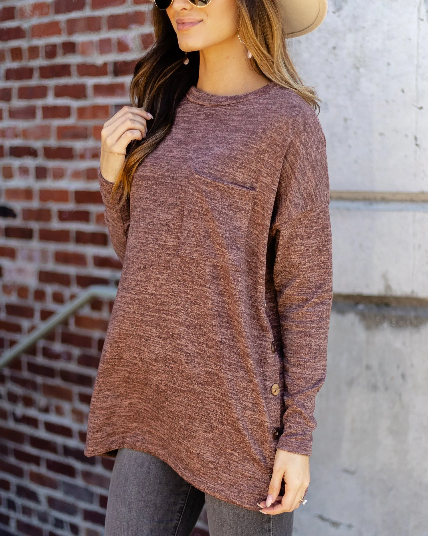 Brianne Button Top - Mauve