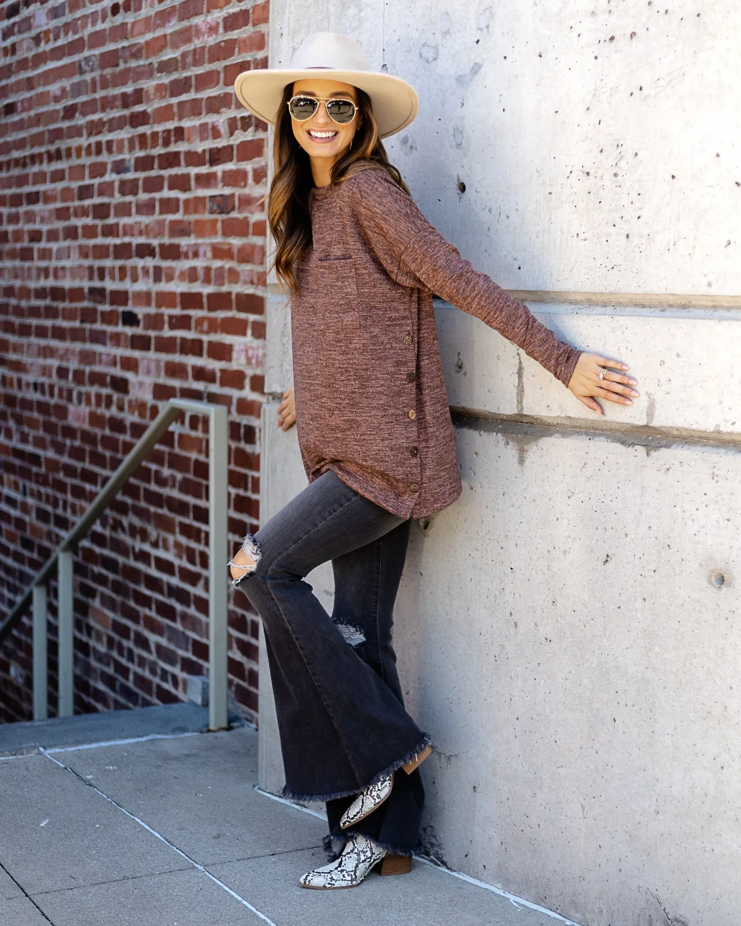 Brianne Button Top - Mauve