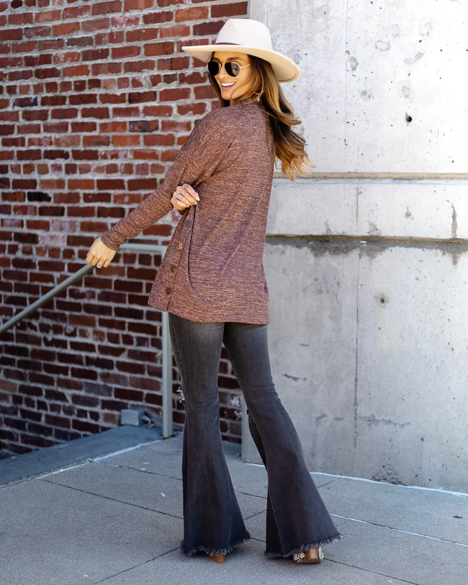Brianne Button Top - Mauve