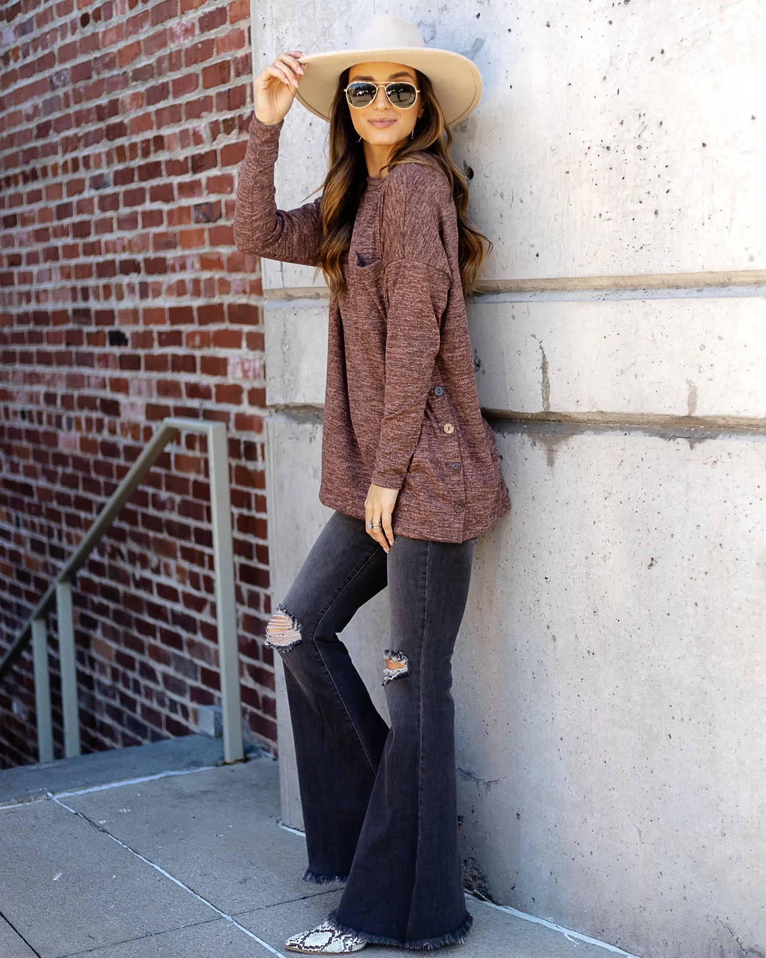 Brianne Button Top - Mauve