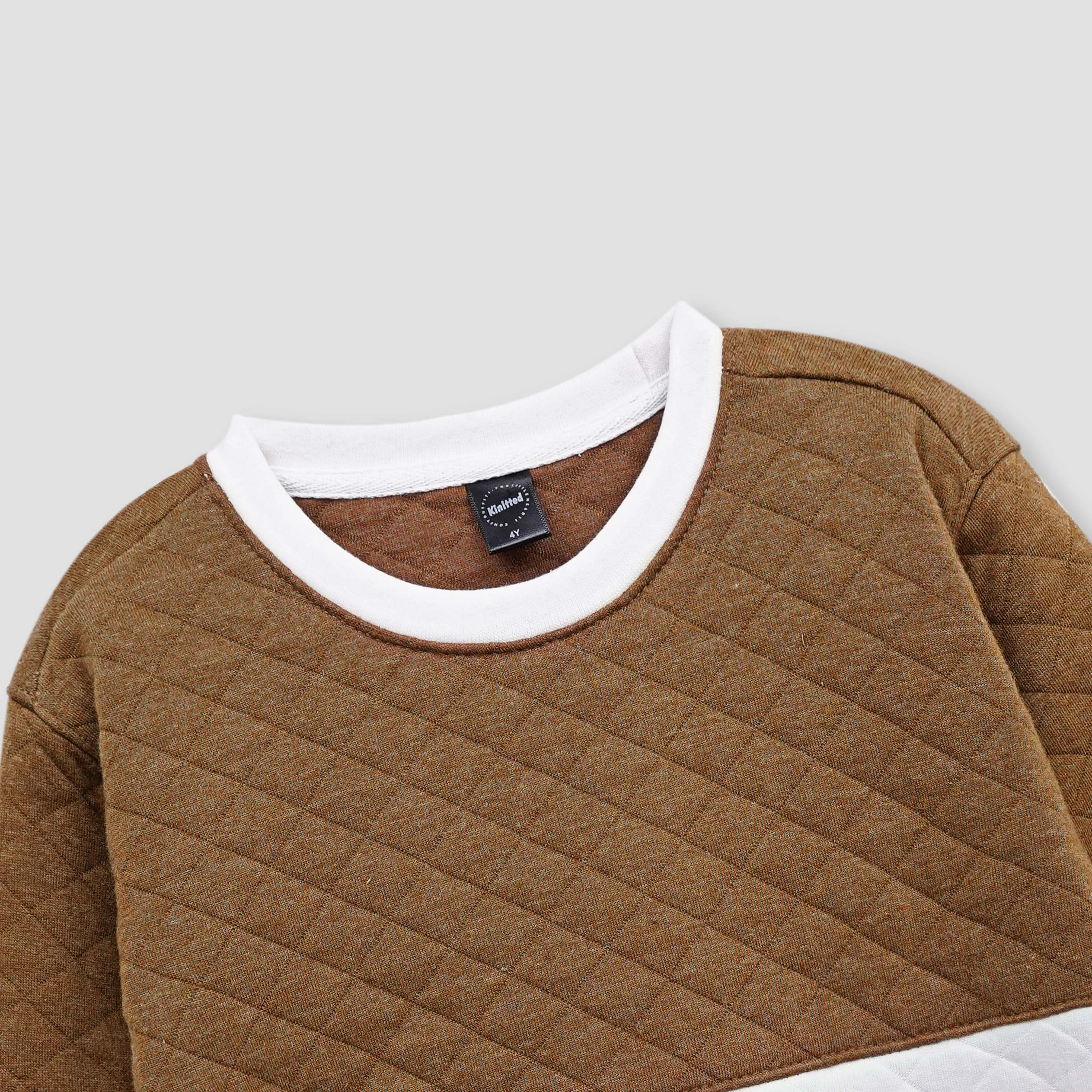 Brown/off-white quilting Sweatshirt for Kids