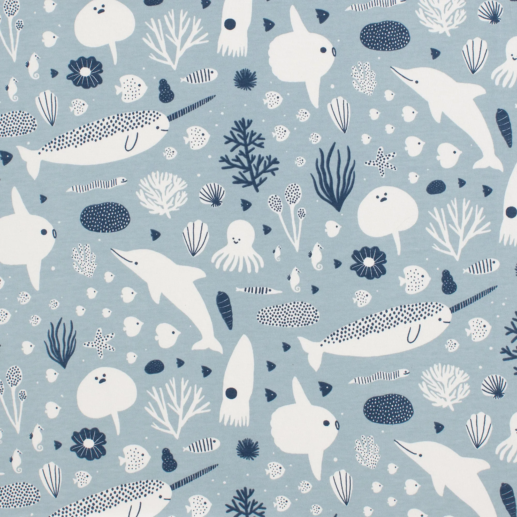 Bubble Romper - Sea Creatures Pale Blue & Navy