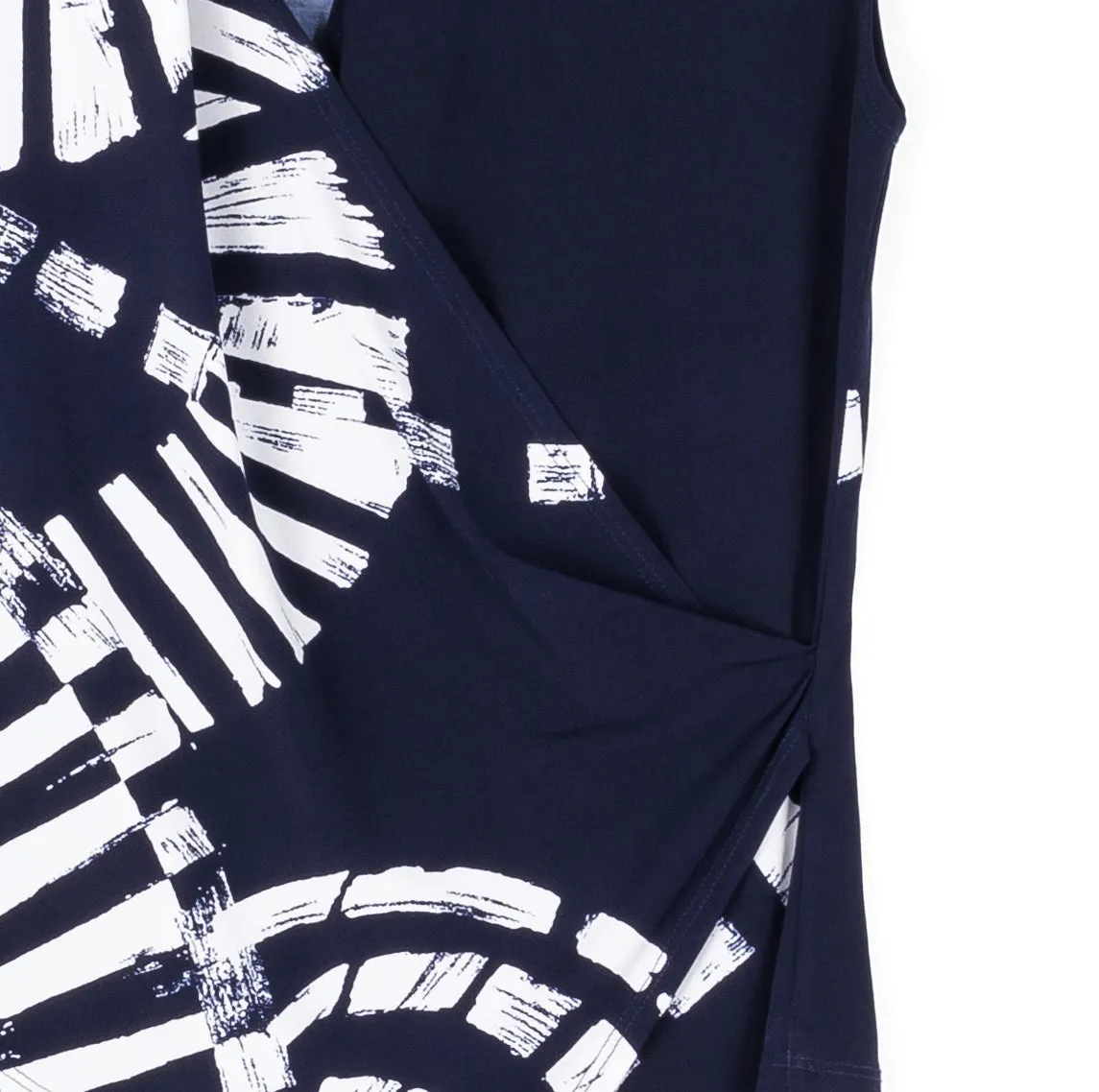 Crossover Faux Wrap Top - Track Line-Navy - Final Sale!