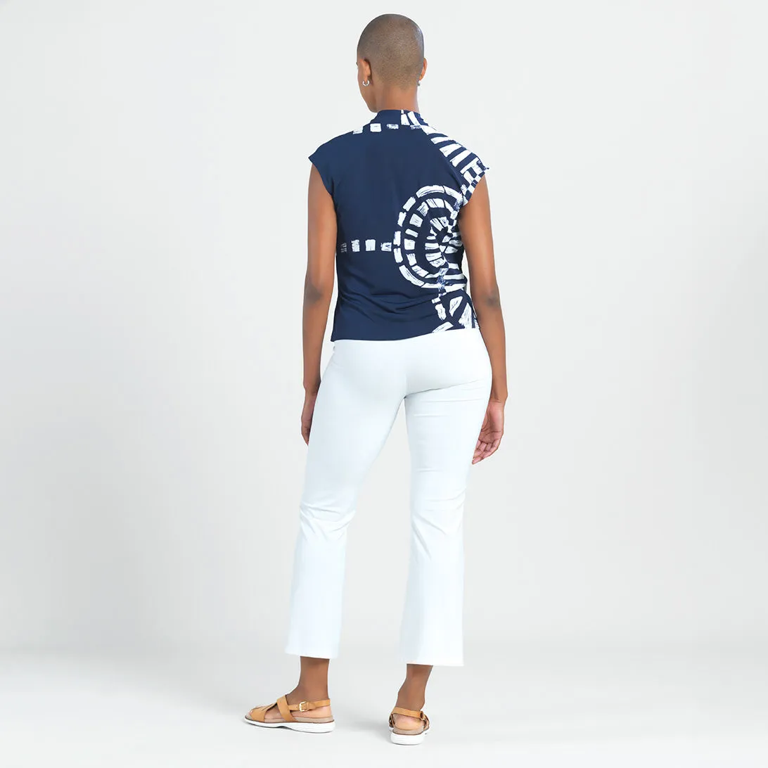 Crossover Faux Wrap Top - Track Line-Navy - Final Sale!