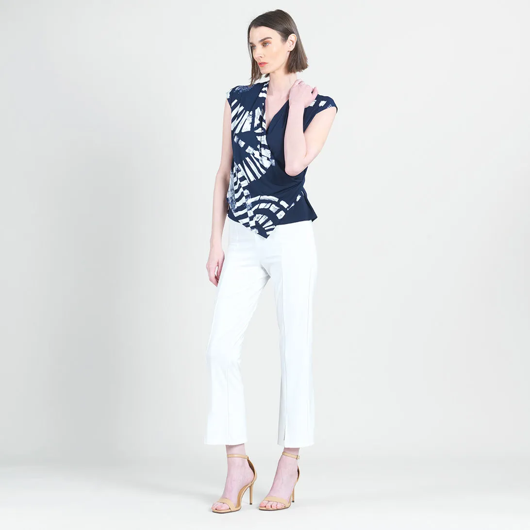 Crossover Faux Wrap Top - Track Line-Navy - Final Sale!