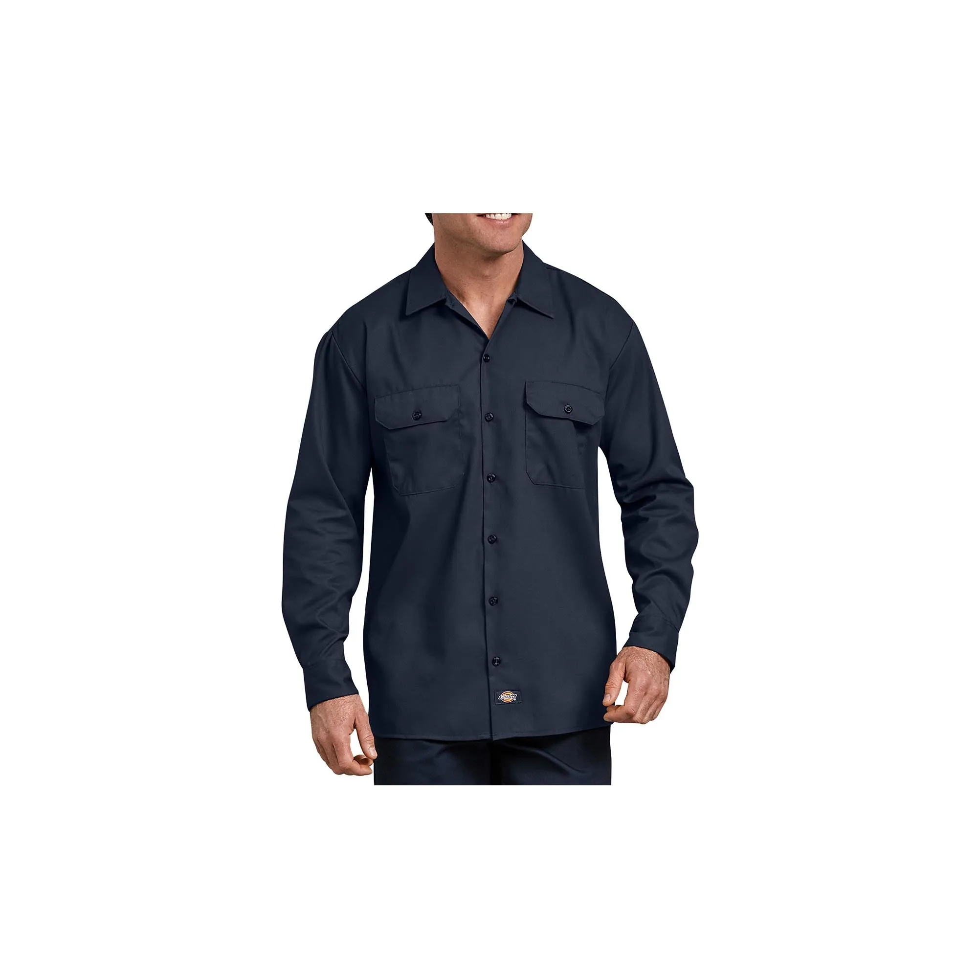 Dickies FLEX Relaxed Fit Long Sleeve Twill Work Shirt Dark Navy