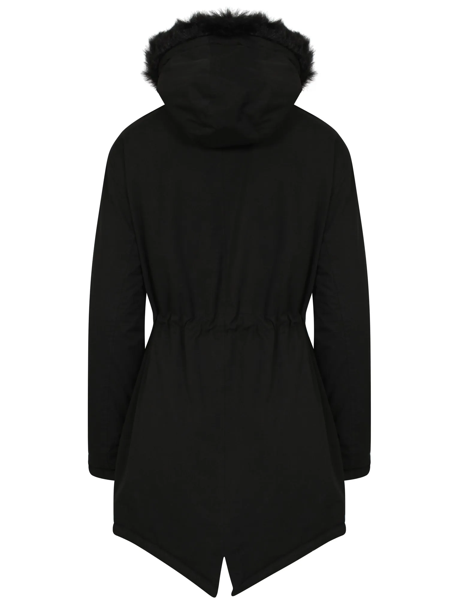 Dinah Fur Trim Hooded Parka Jacket in Black - Tokyo Laundry