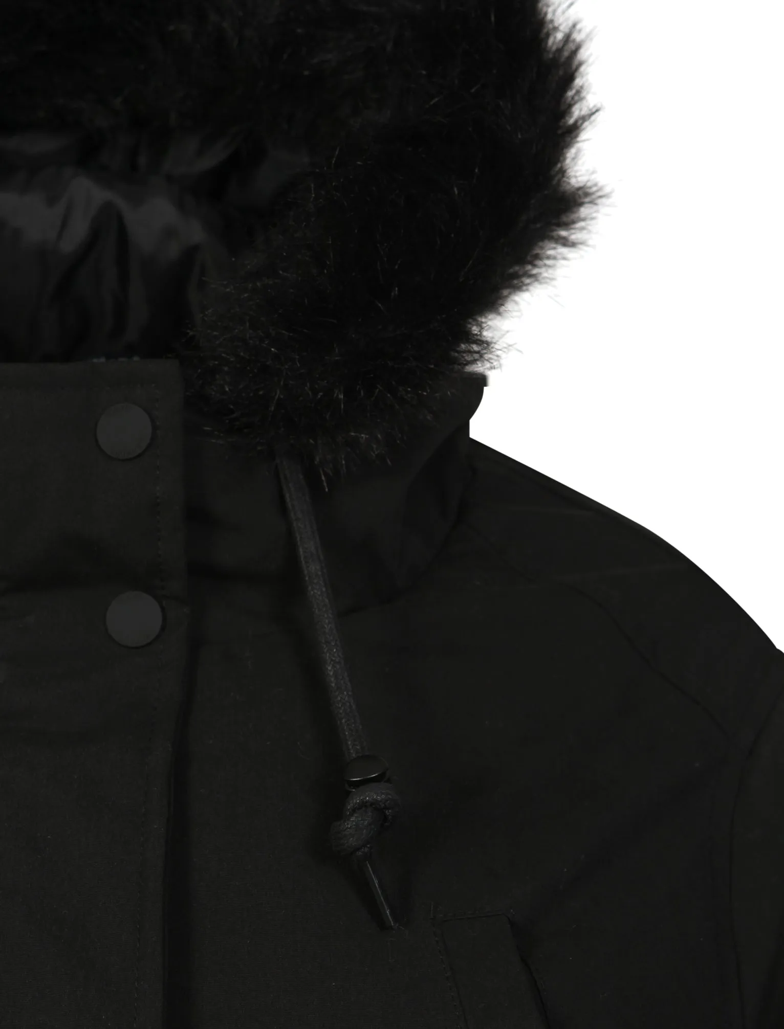 Dinah Fur Trim Hooded Parka Jacket in Black - Tokyo Laundry