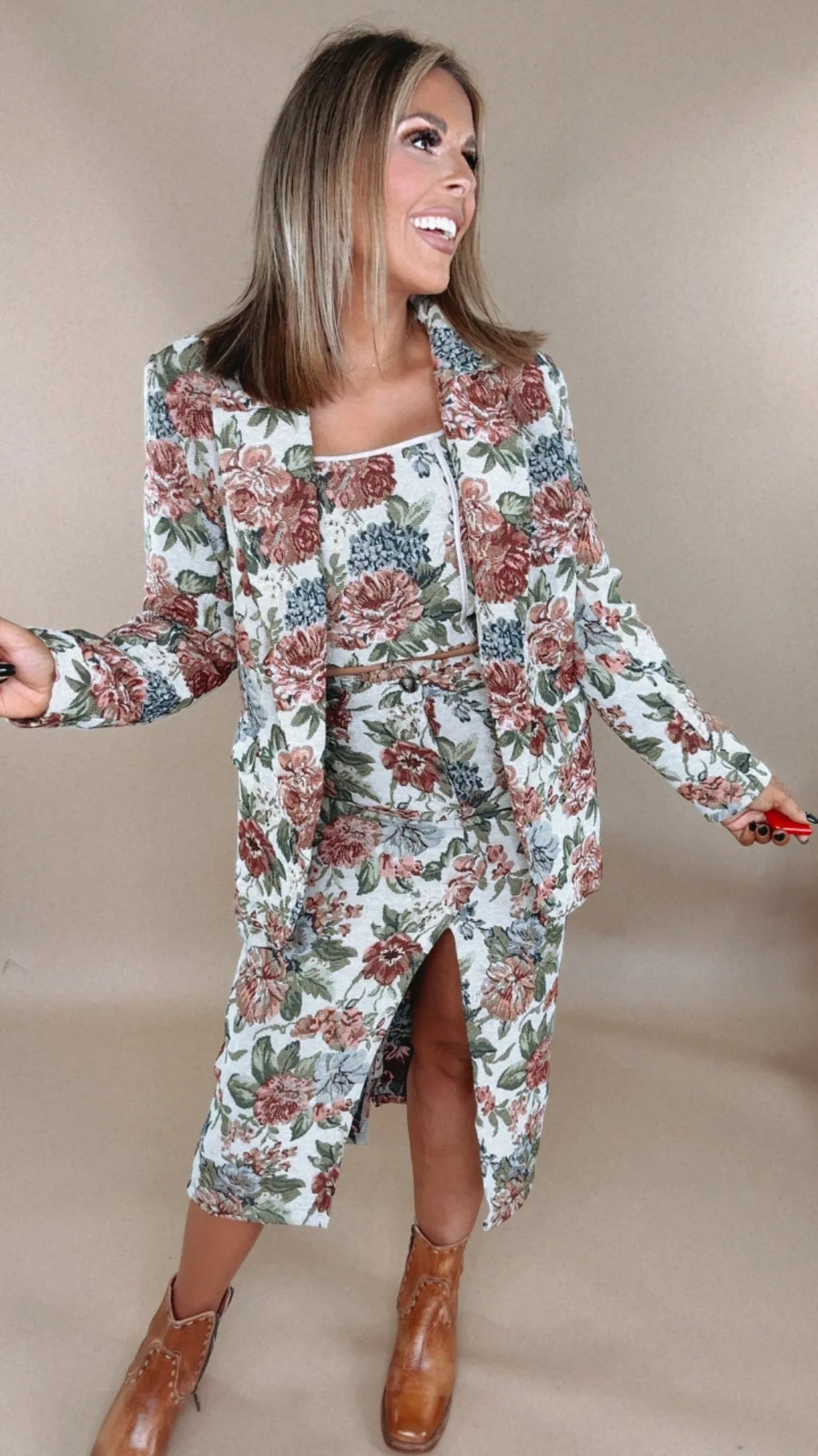 ECB Exclusive: Magnolia Tapestry Midi Skirt