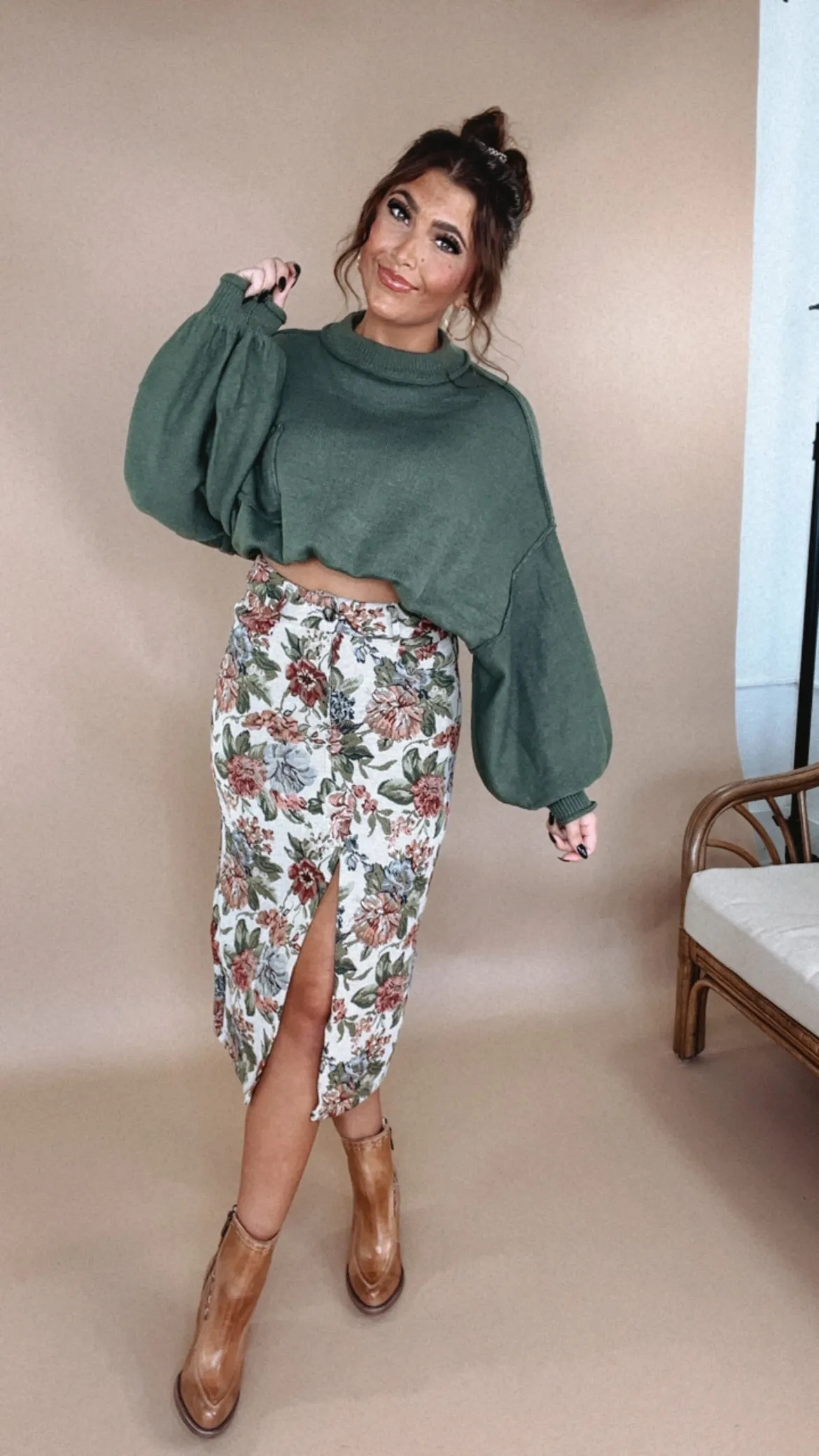 ECB Exclusive: Magnolia Tapestry Midi Skirt