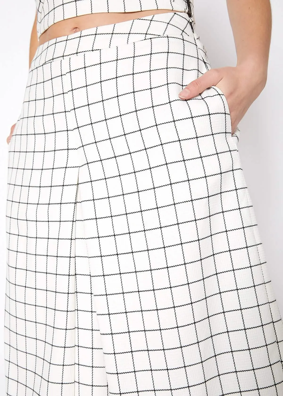 Elegant Square Jacquard Wide Leg Trousers for Women